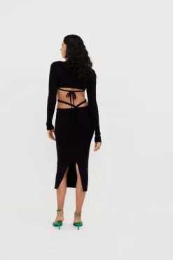Hot - Mona Midi Skirt - Black Long Skirts