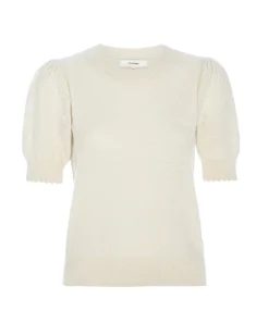 Outlet - Pointelle Puff Sleeve Sweater - Cream Puff Shoulders | Sweaters & Knits