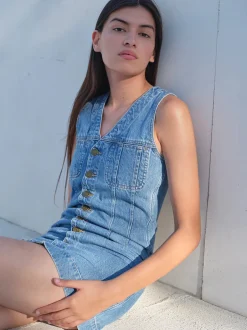Hot - Sleeveless Trucker Pocket Dress - Delaware Dresses | Mini Dresses