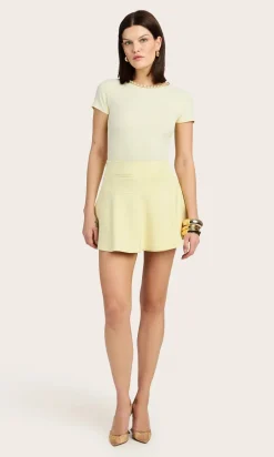 Discount - Adella Crepe Skirt - Pastel Yellow Mini Skirts