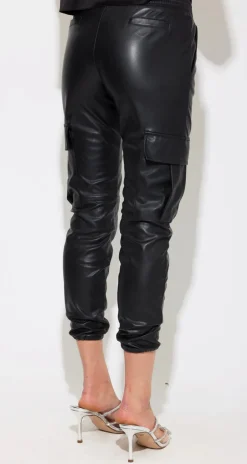 Sale - Aidan Vegan Leather Jogger - Black Pants