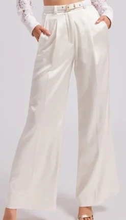 Sale - Alexia Satin Pants - White Pants