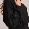 Fashion - Arabella Lace Combo Sweatshirt - Black Sweaters & Knits