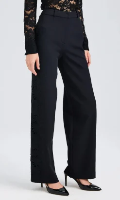 Outlet - Brenna Lace Combo Pants - Black Pants