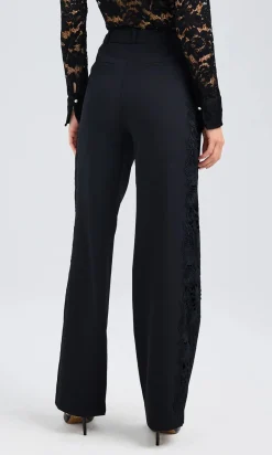 Outlet - Brenna Lace Combo Pants - Black Pants