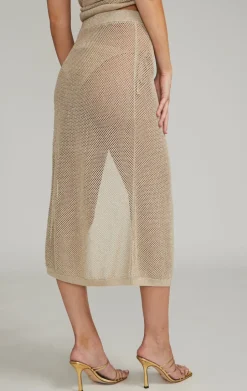 Clearance - Carlyle Mesh Wrap Skirt - Pale Gold Coverups | Long Skirts