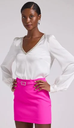 Sale - Catalina Crystal Blouse - White Blouses