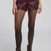Sale - Danny Belted Vegan Leather Shorts - Malbec Shorts