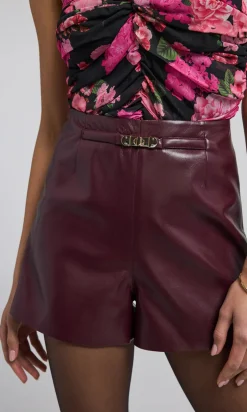 Sale - Danny Belted Vegan Leather Shorts - Malbec Shorts