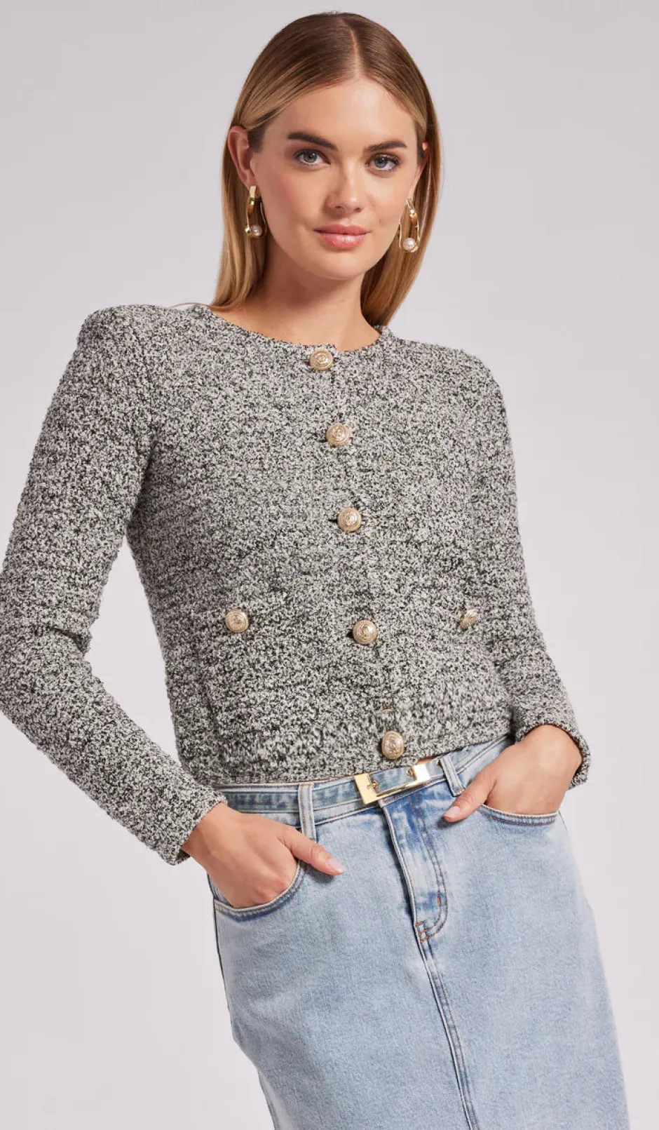 Online - Diana Cardigan - Black Melange Sweaters & Knits