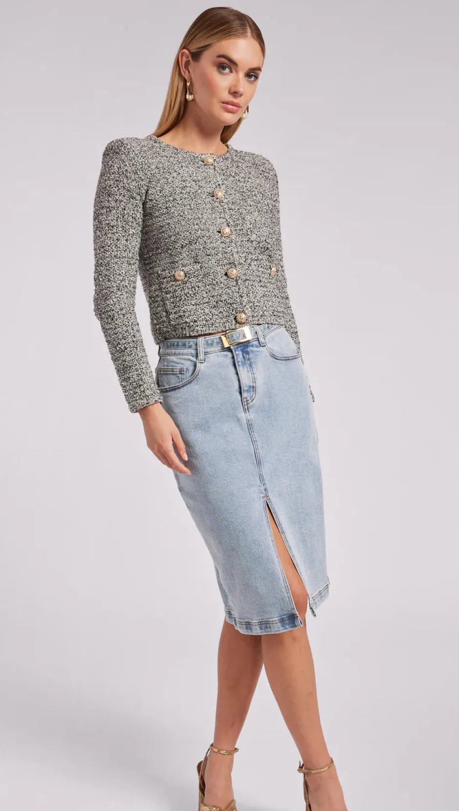Online - Diana Cardigan - Black Melange Sweaters & Knits