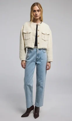 Best - Emille Tweed Bomber Jacket - Cream Blazers