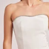 New - Ettie Crystal Crepe Bustier - White Crop Tops