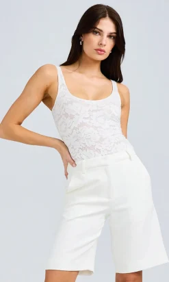 Online - Gigi Lace Bodysuit - White Bodysuits