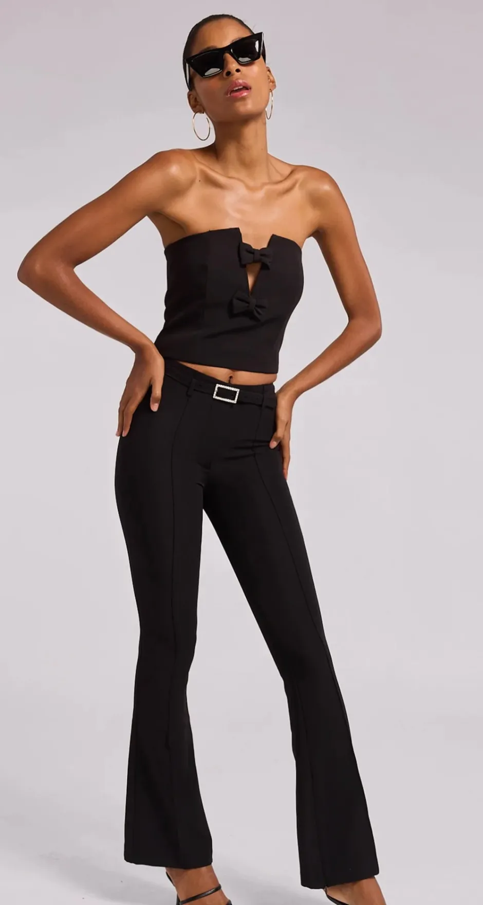 Clearance - Giselle Bow Bustier - Black Crop Tops