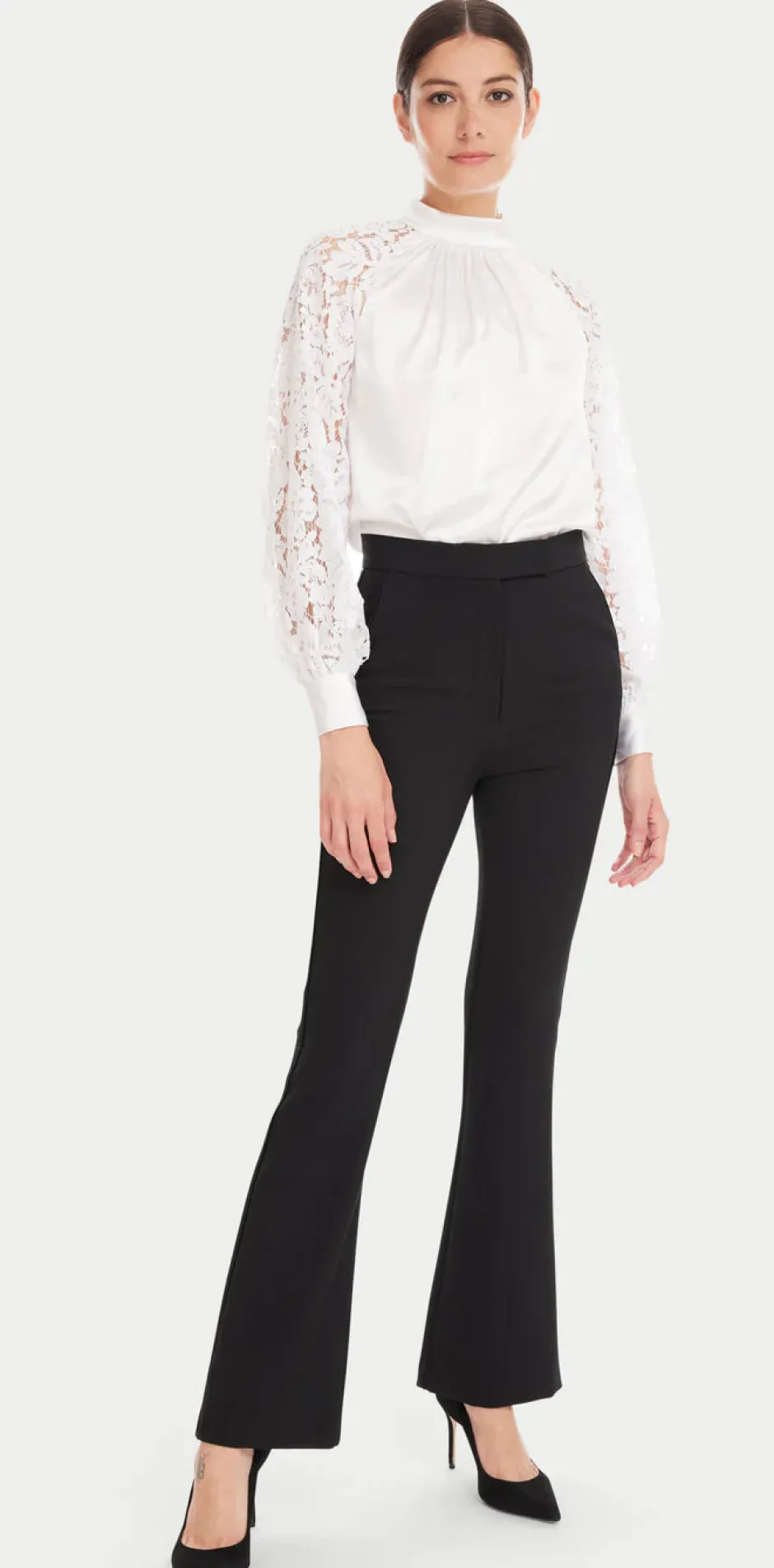Outlet - Hartley Lace Sleeve Blouse - White Blouses