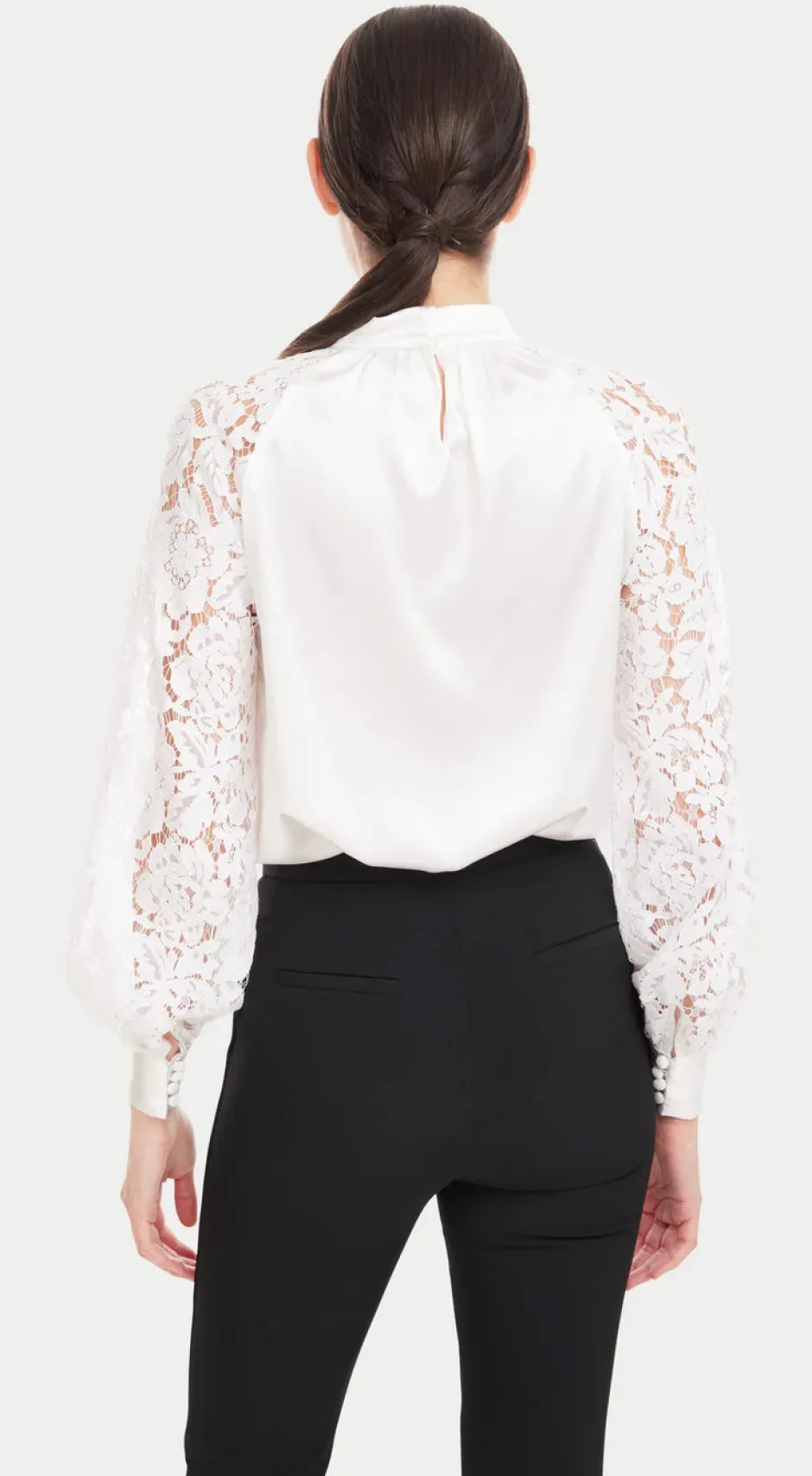 Outlet - Hartley Lace Sleeve Blouse - White Blouses
