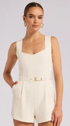 Clearance - Haydee Crepe Romper - White Rompers | Shorts
