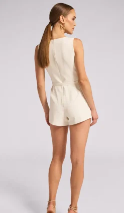 Clearance - Haydee Crepe Romper - White Rompers | Shorts