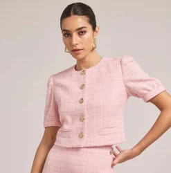 New - Joanie Tweed Blazer - Light Pink Blazers