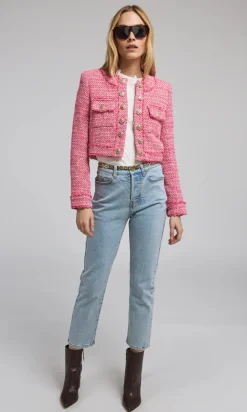 Online - Karson Tweed Blazer - Hot Pink/White Blazers