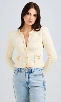 Outlet - Kelly Chain Cardigan - Cream Melange Sweaters & Knits