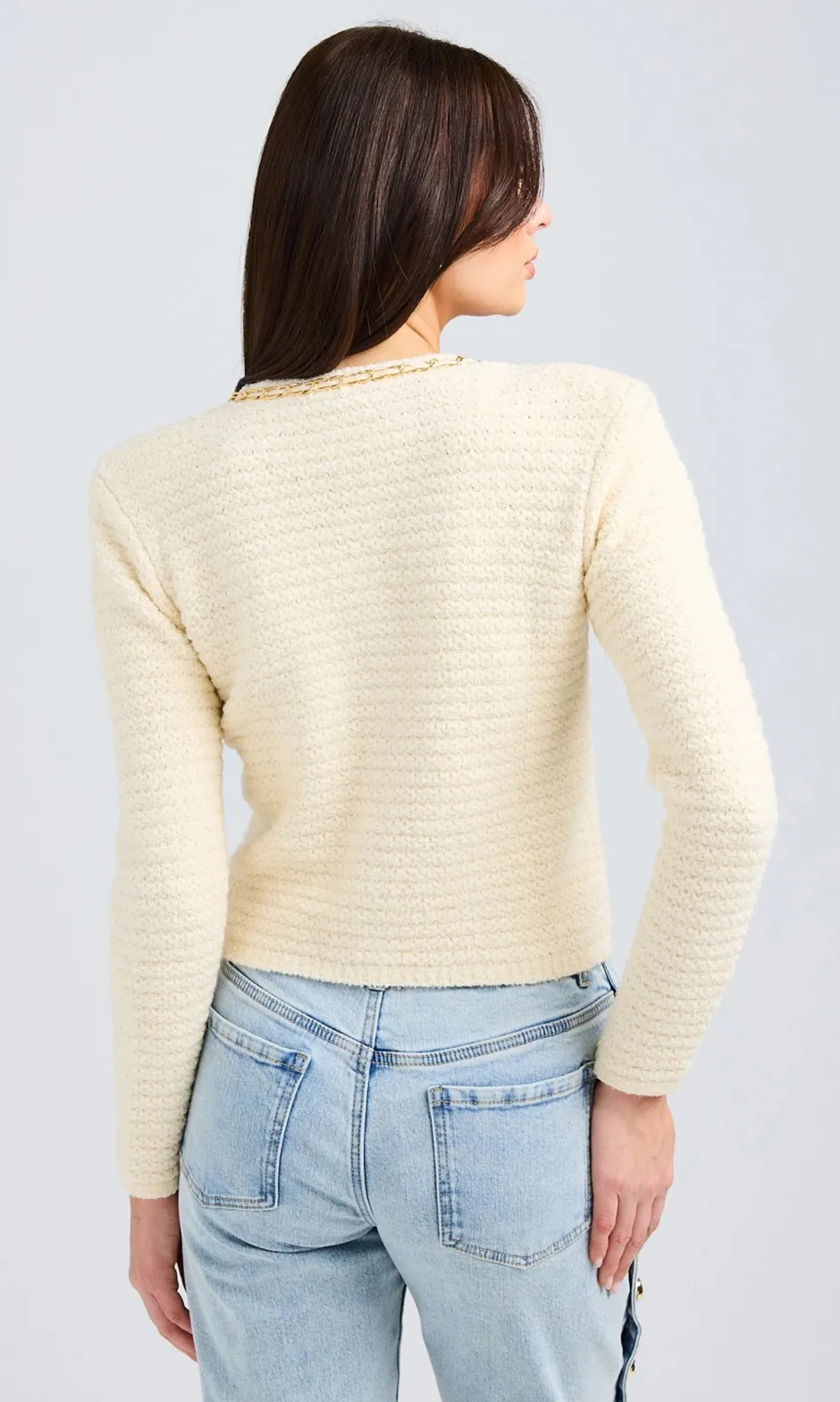 Outlet - Kelly Chain Cardigan - Cream Melange Sweaters & Knits
