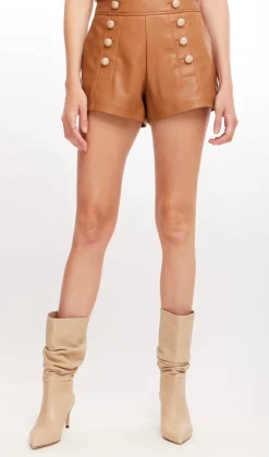 Clearance - Lambert Vegan Leather Short - Chocolate Shorts