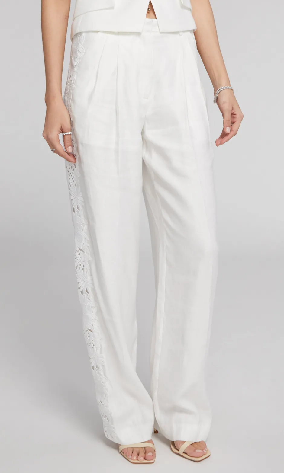 Hot - Lara Lace Combo Pants - Ecru Pants
