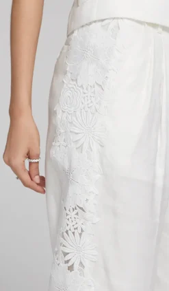 Hot - Lara Lace Combo Pants - Ecru Pants