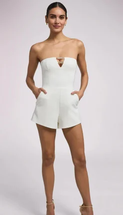 Online - Liz Crepe Romper - White Pants Jumpsuits | Rompers