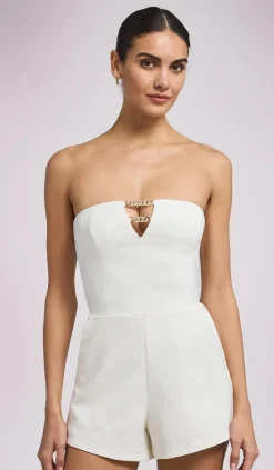 Online - Liz Crepe Romper - White Pants Jumpsuits | Rompers
