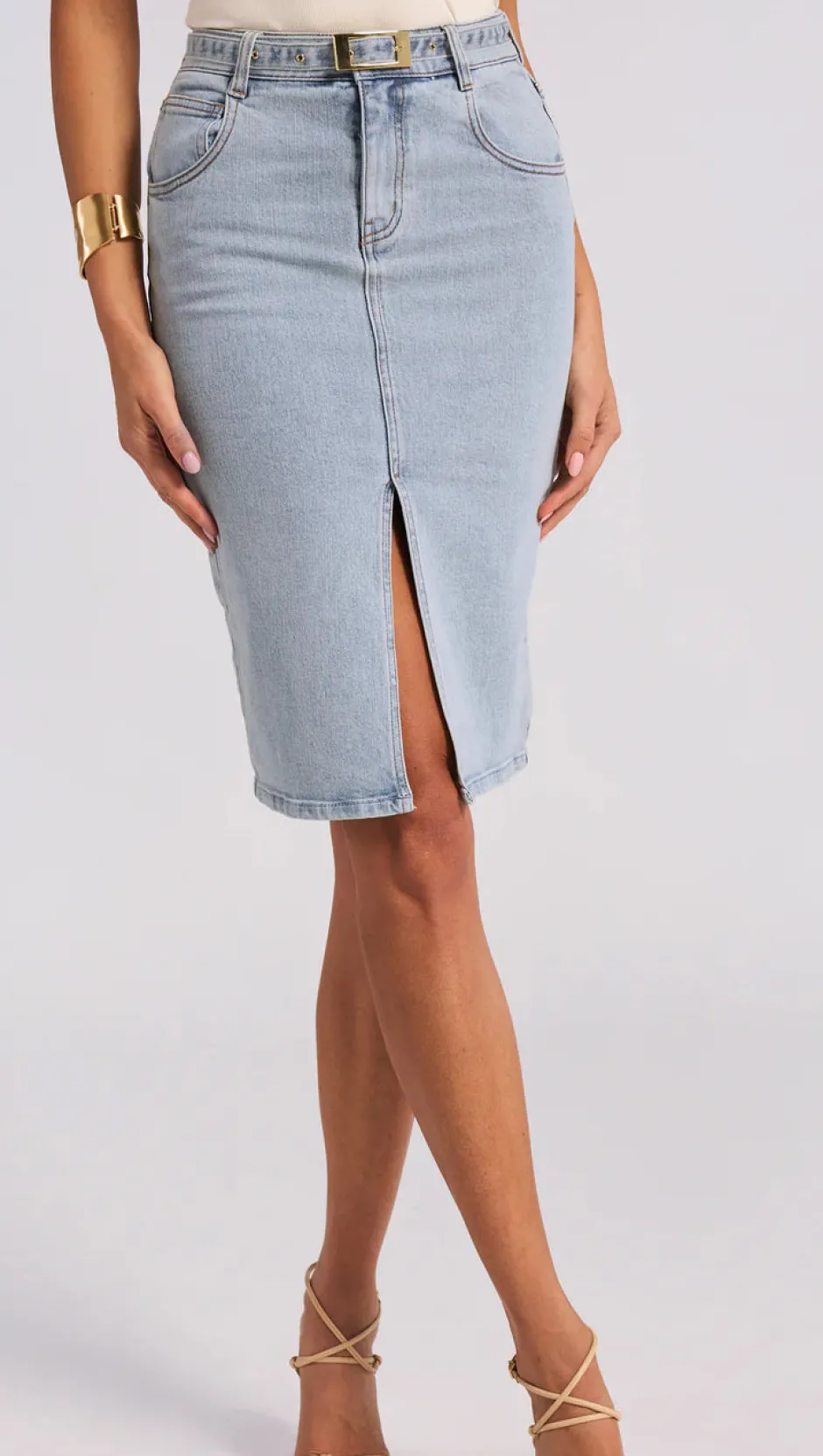 Hot - Luanne Denim Skirt - Light Blue Skirts | Long Skirts