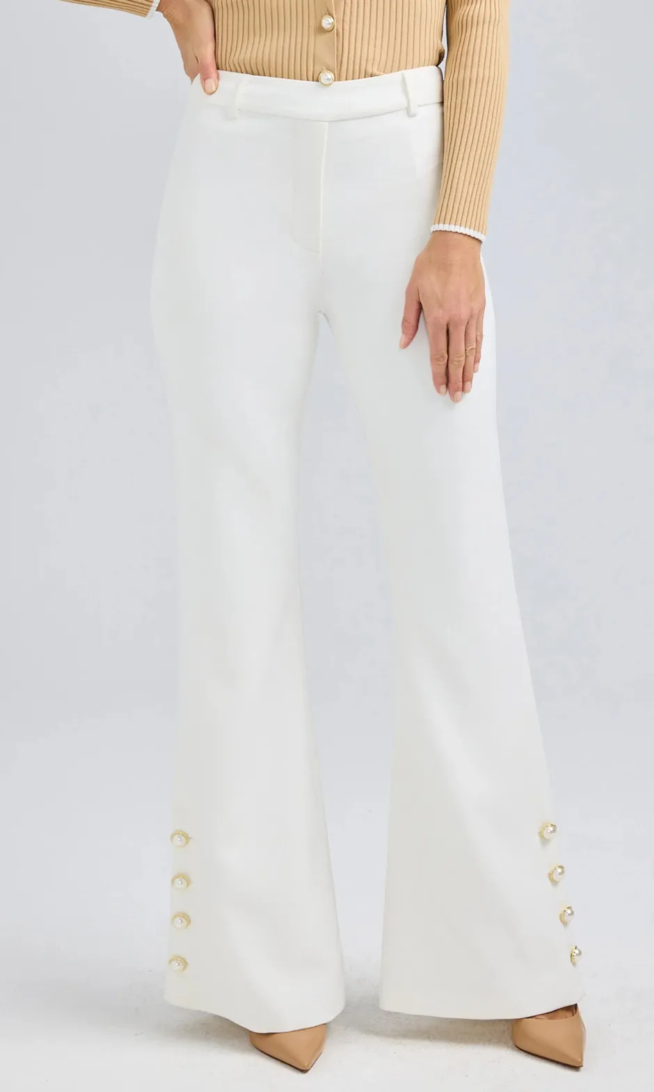 Clearance - Marisa Crepe Pants - White Pants