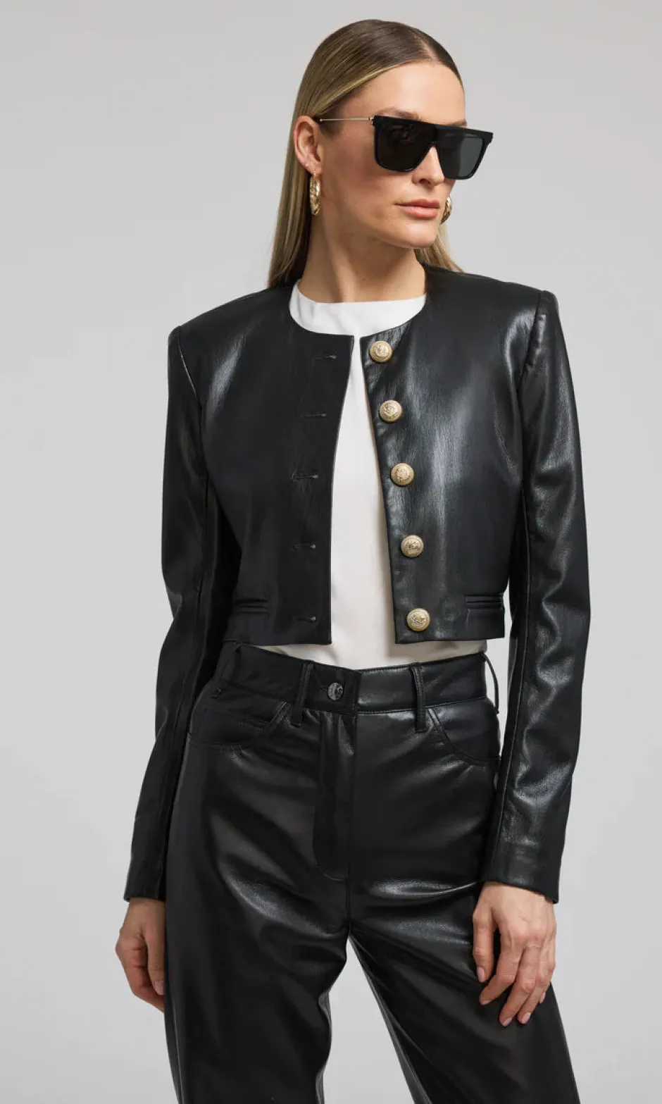 Clearance - Marko Vegan Leather Blazer - Black Blazers