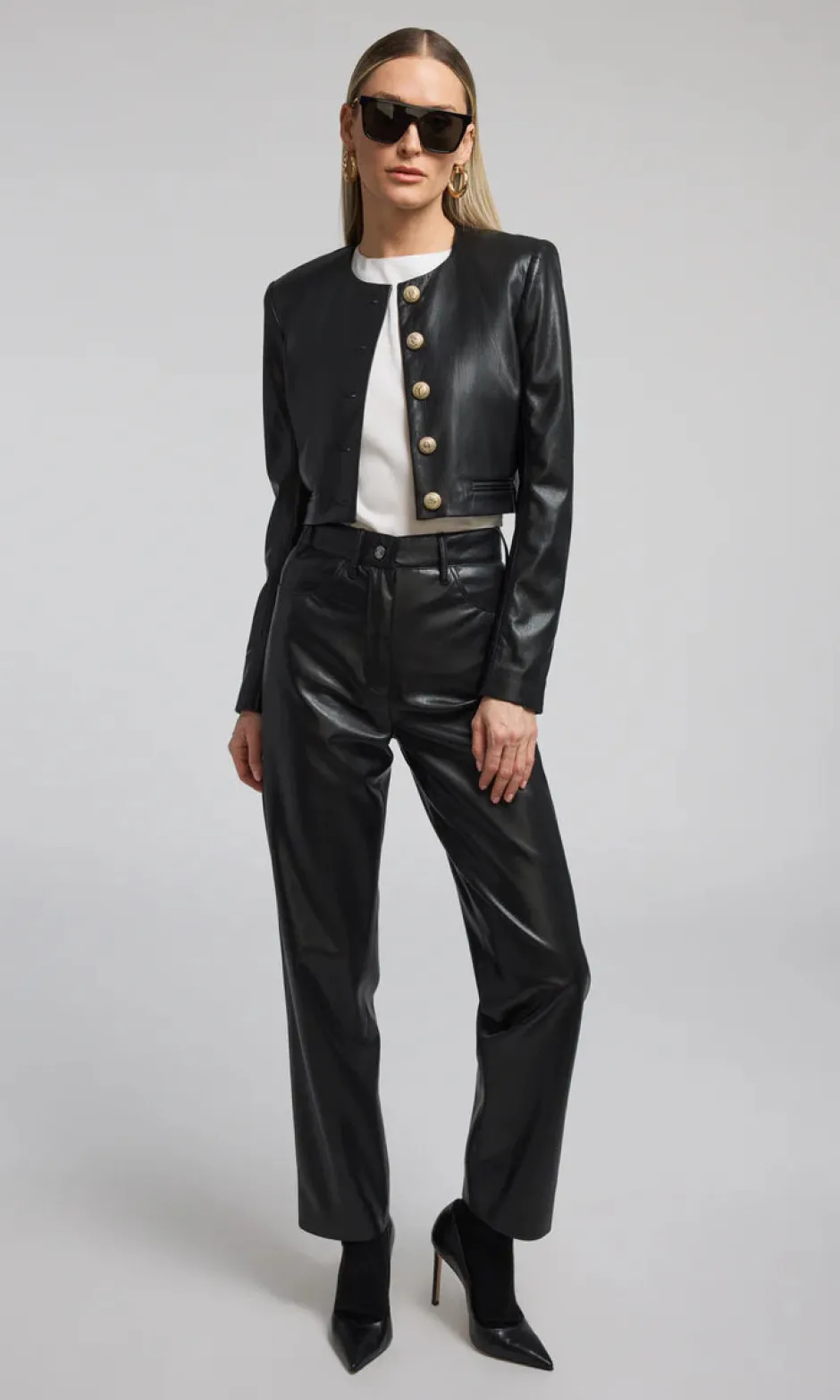 Clearance - Marko Vegan Leather Blazer - Black Blazers