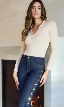 Discount - Minny Rib Bodysuit - Sand Bodysuits