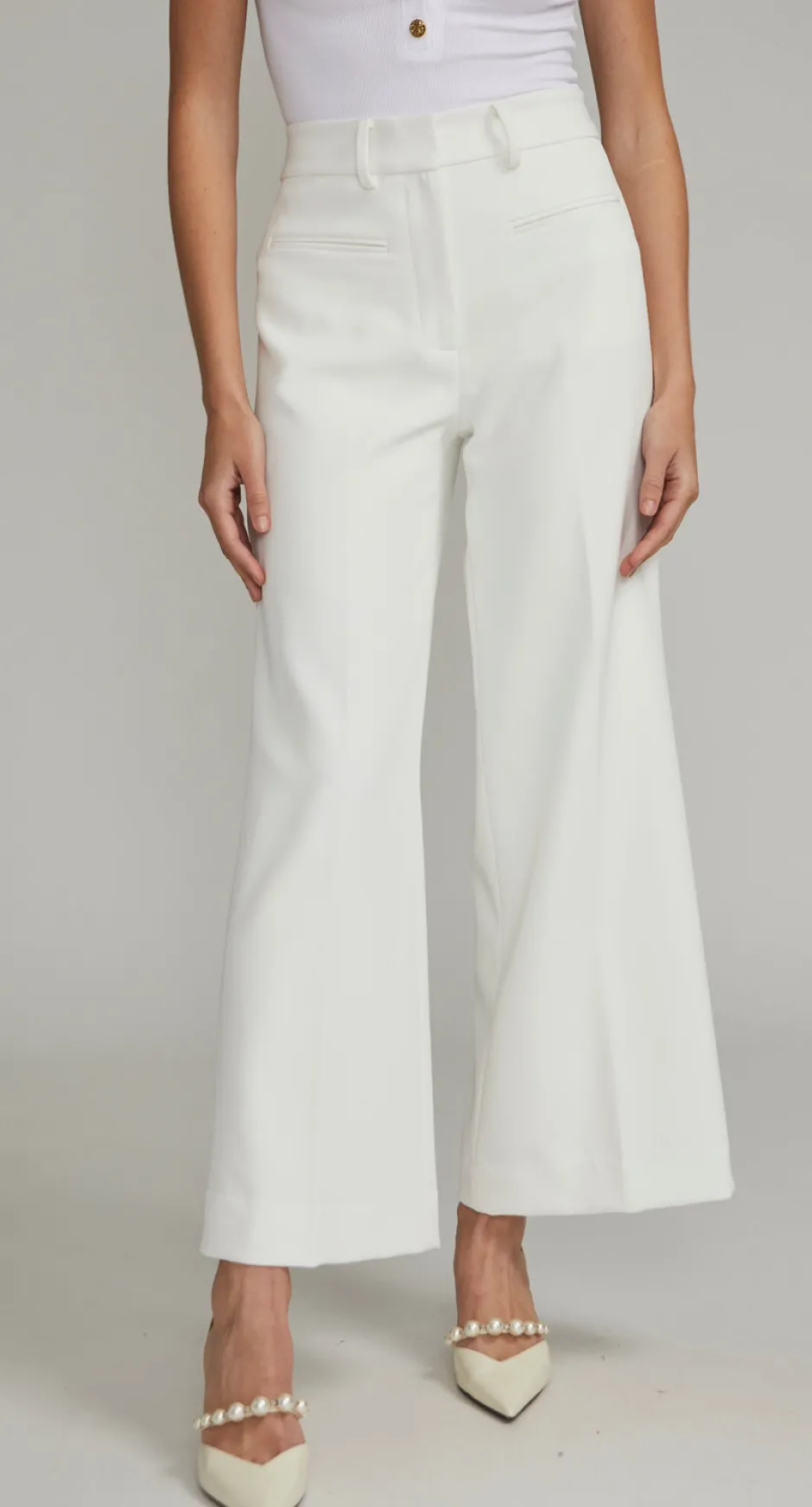 Discount - Rayne Crepe Pants - White Pants