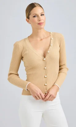 Fashion - Renata Cardigan - Beach/White Sweaters & Knits