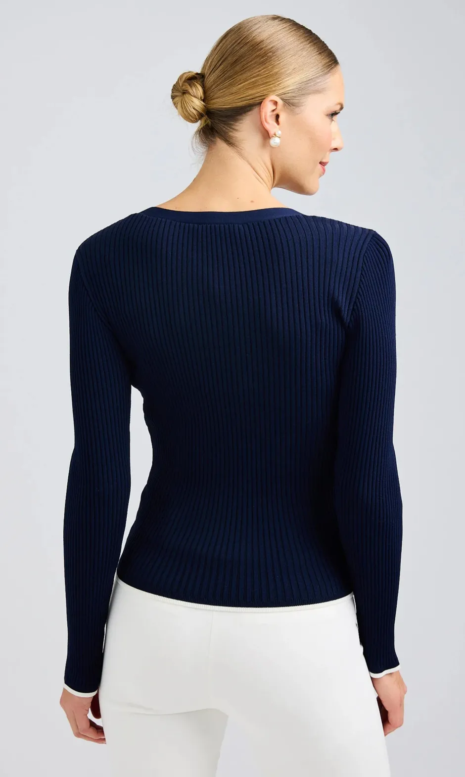 Sale - Renata Cardigan - Navy/White Sweaters & Knits
