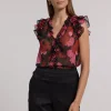 Sale - Sia Floral Blouse - Floral Fantasy Red Blouses