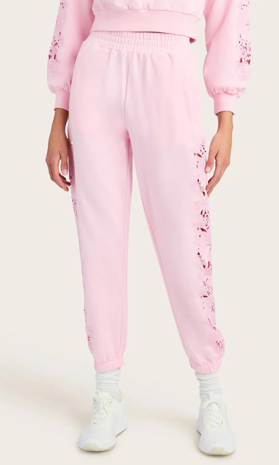 Hot - Winnie Lace Combo Jogger - Petal Pink Pants