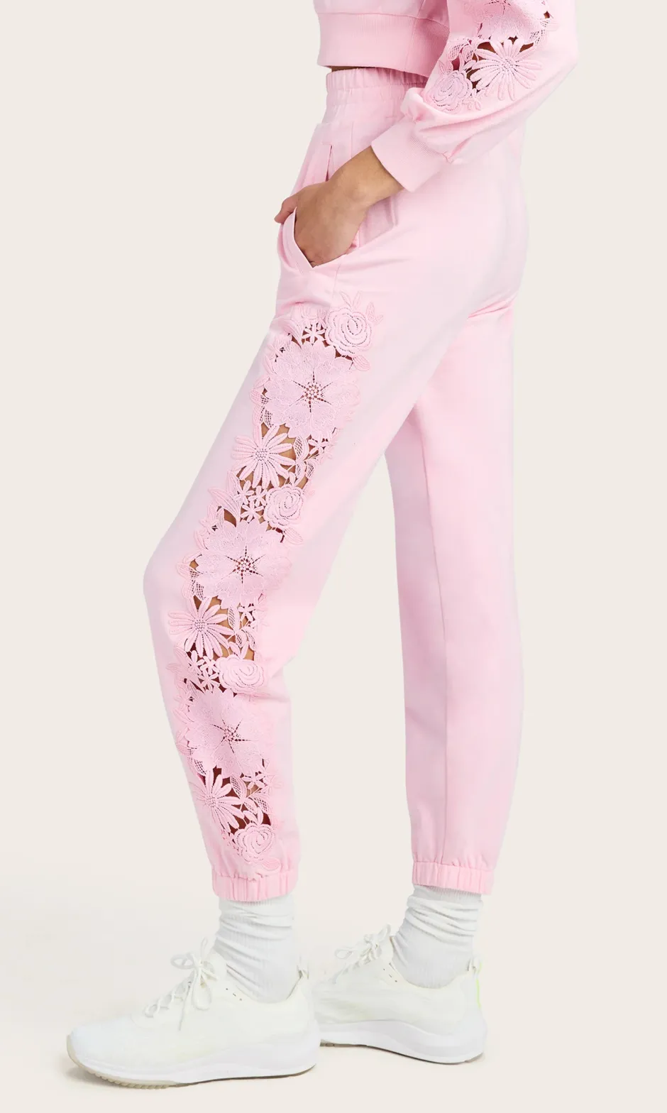 Hot - Winnie Lace Combo Jogger - Petal Pink Pants
