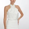 Sale - Wisteria Halter Blouse - White Blouses