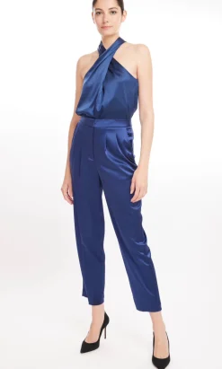 Fashion - Wisteria Halter Blouse - Navy Blouses
