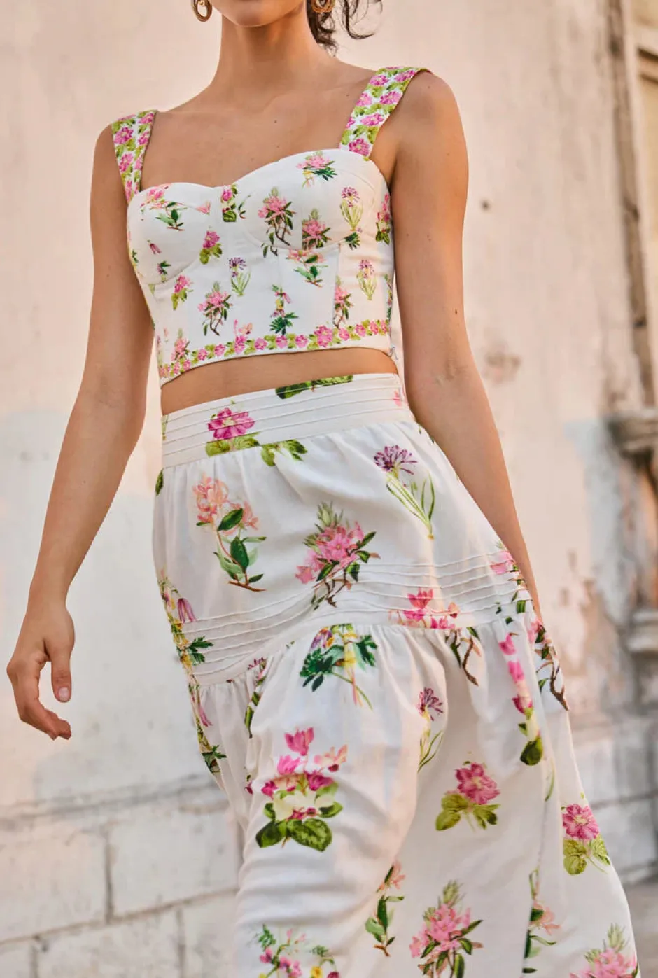 Best - Midi Skirt - White floral Long Skirts