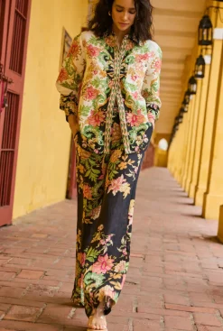 Online - Pahi Pants - Black Off White Floral Pants