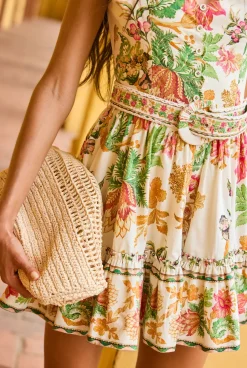 New - Pahi Skater Dress - Off White Floral Dresses | Mini Dresses