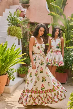 Clearance - Short Dress With Highlight Emb And Buckle Belt - White Floral Dresses | Mini Dresses