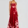 Hot - Tuhi Corseted Long Dress - Burgundy Mix Long Dresses | Dresses